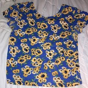 Women’s Forever 21 sunflower pattern shirt with low back